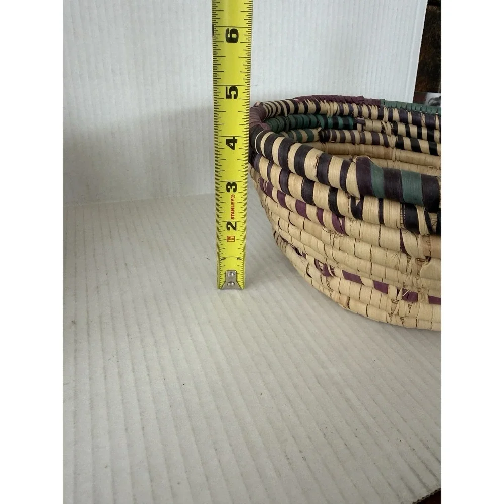 Vintage Handwoven Coiled Basket Set Boho Rustic Woven Decorative Bowls